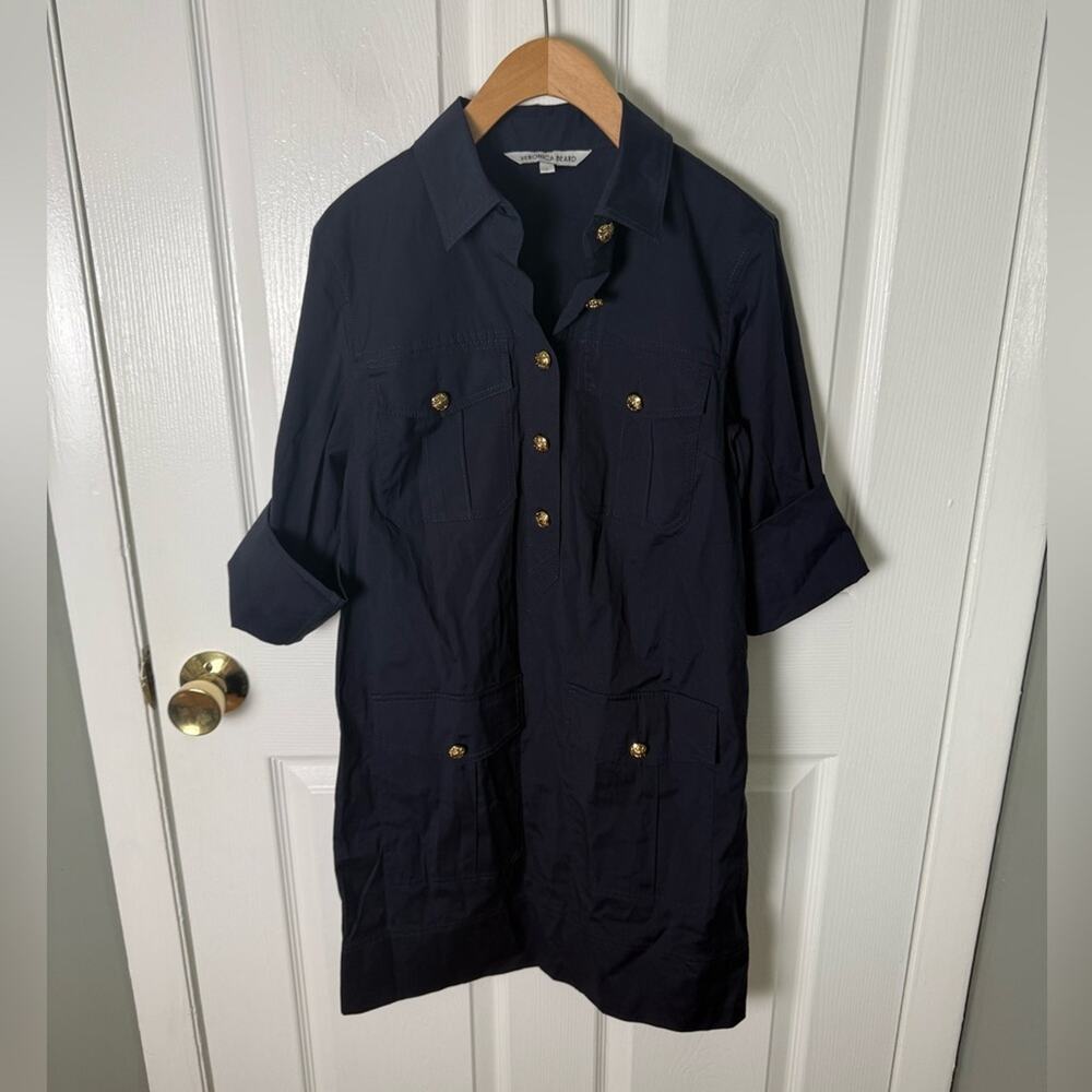 Veronica Beard Saude Dress in Navy 2 - Picture 2 of 7
